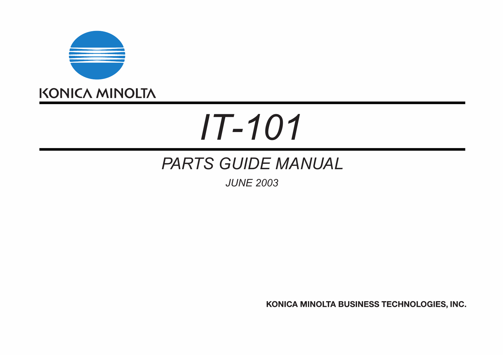 Konica-Minolta Options IT-103 Parts Manual-1